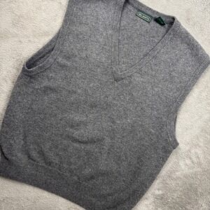 Neil Martin Sweater Vest Mens Large Gray Excellent Vintage 90s Lambswool V-Neck